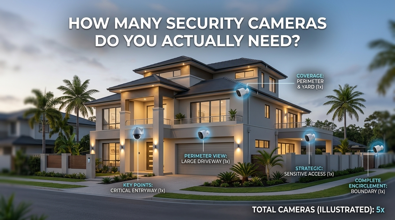 how many security cameras, security camera need, home security system, camera placement guide, surveillance cameras, smart home security, home monitoring, total cameras, security camera coverage, HomeGadgetGuru