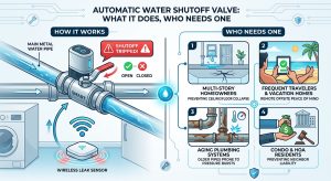 automatic water shutoff valve, smart water valve actuator, main line water shutoff, smart plumbing leak protection, automatic water leak shutoff, emergency water valve smart home, smart water valve installation, prevent pipe burst damage, smart home water safety, automatic leak detection shutoff,