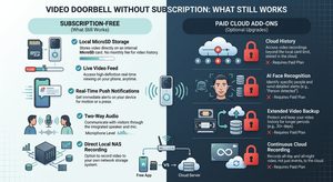 video doorbell local storage, subscription free security camera, local storage vs cloud storage, RTSP video doorbell, microSD video doorbell, direct NAS video recording, doorbell camera no monthly fee, self hosted video doorbell, live video doorbell feed, smart doorbell no cloud,