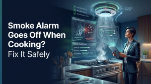 Smoke Alarm, False Alarm, Kitchen Safety, Cooking Smoke, Nuisance Alarm, How to Fix, Troubleshooting, Smart Smoke Detector, IoT, Home Safety, Photoelectric, Ionization, Calibration, Airflow, Maintenance, Home Automation,